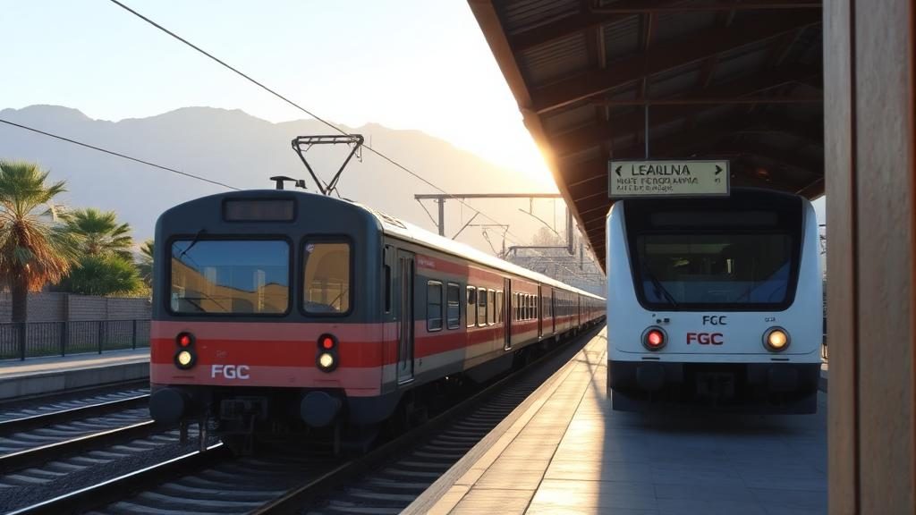 Tren de FGC llegando a la estación de Olesa de Montserrat