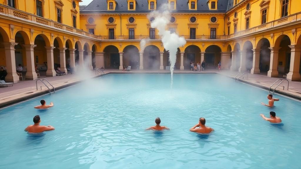 Baño termal al aire libre en Budapest