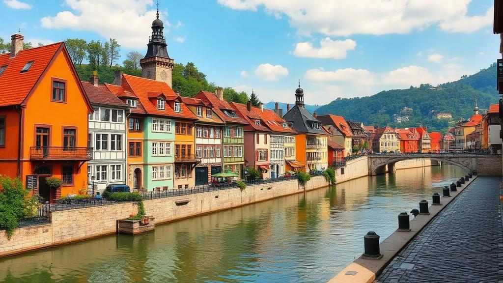 Casas coloridas junto al Danubio en Szentendre