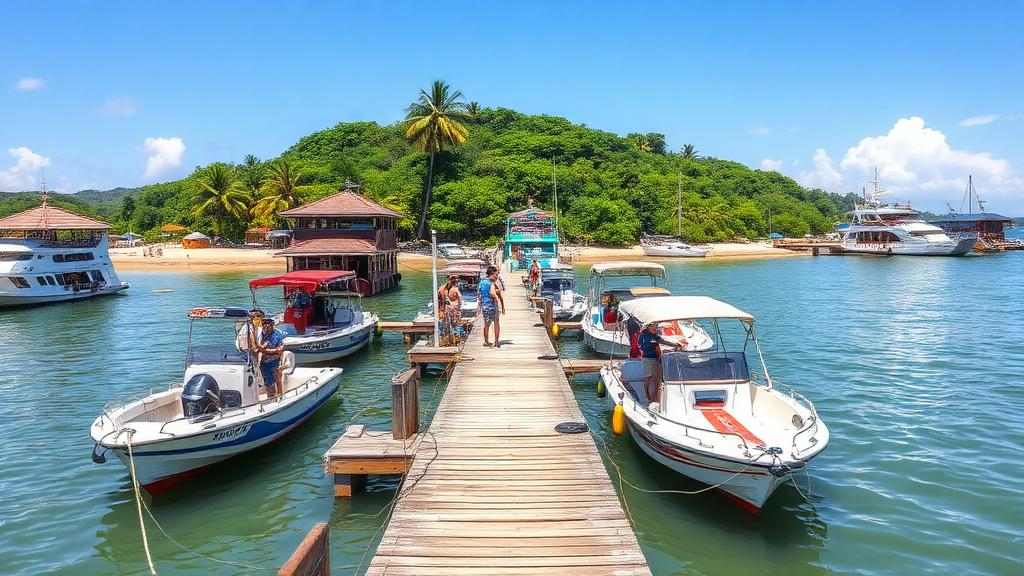 Embarcadero en el sur de Tailandia con lanchas rápidas