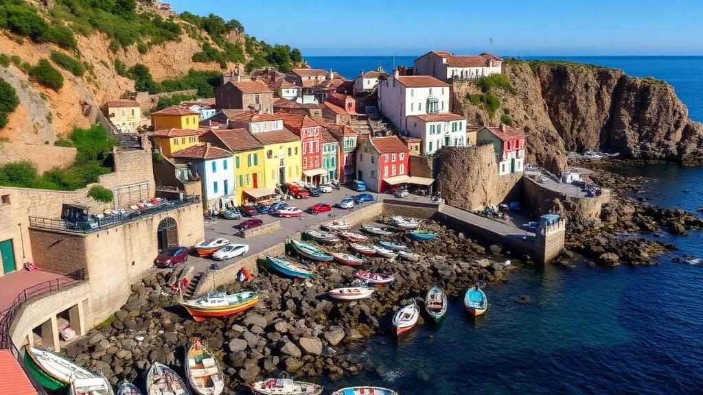 Pueblo marinero de Rinlo en la costa de Lugo, Galicia