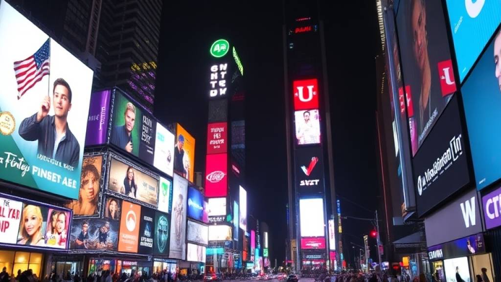 Times Square de noche con sus luces de neón
